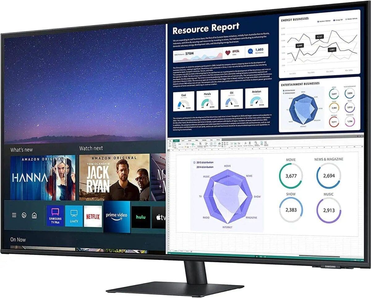 Samsung Smart Monitor M70B |HDR10 | Bixby | Smart | Real Sound | Bluetooth | WIFI | Wireless Display | Black – 43 Inch   (LS43BM702UNXZA)